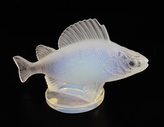 Perche Poisson/Perch. A glass mascot by René Lalique, introduced on 20/4/1929, No.1158, height 10cm.